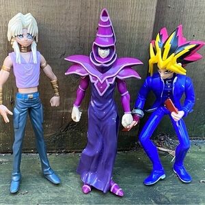 Lot of 3 Vintage 1996 Yugioh Action Figures - Dark Magician, Yugi, etc